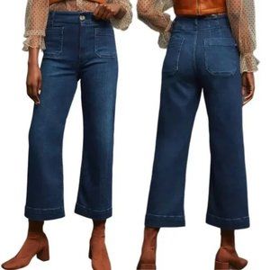Anthropologie Pilcro The Skipper Wide Leg Jeans Cropped Denim Dark Wash Size 27